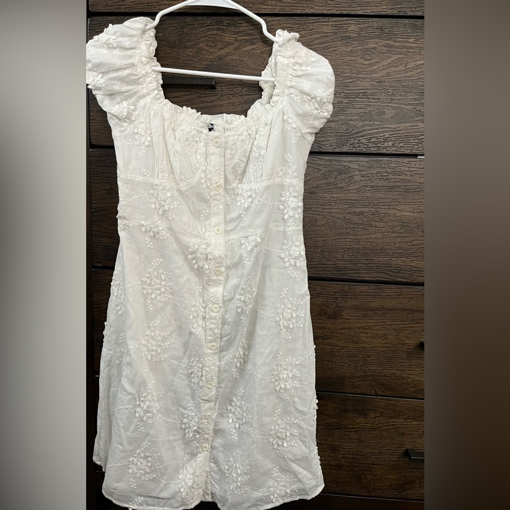 White floral embroidered dress